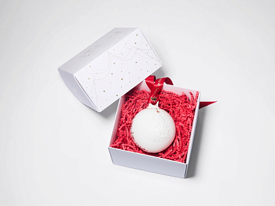 Елочная игрушка в подарочной упаковке, форма Шар с елкой, рисунок Звездопад, арт. 81.33931.00.1