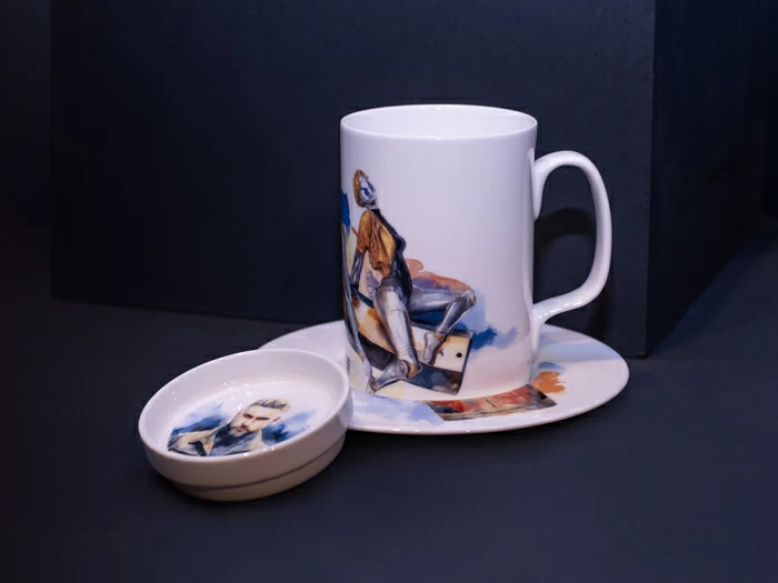 Бокал с блюдцем и крышкой 400мл в подарочной упаковке, форма Топ, рисунокAtomic Heart (Атомное Сердце) 2, арт 81.34449.00.1, 