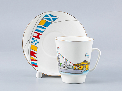 Чашка с блюдцем кофейная 165 мл.,  форма Майская,  рисунок День ВМФ России арт. 81.26631.00.1