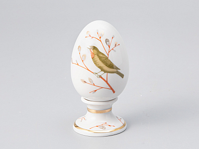 Яйцо пасхальное на подставке 82 мм форма Нева рисунок Весенняя песня арт. 80.65669.00.1
