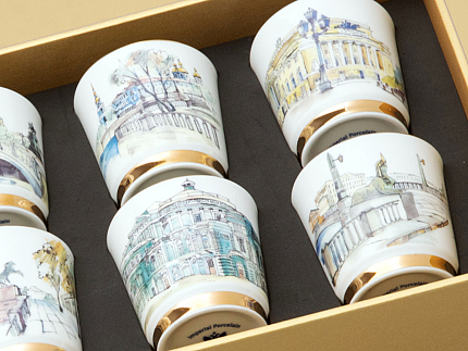 Подарочный набор стопок форма Сувенирная 1, рисунок Виды С-Петербурга арт. 81.31737.00.1