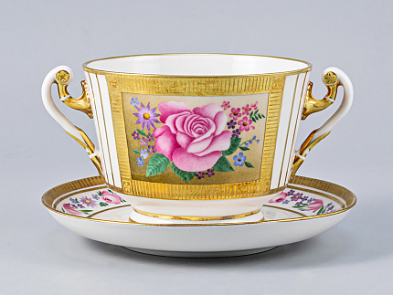 Чашка с блюдцем для бульона форма Александрия рисунок Воспоминание арт. 81.17424.00.1