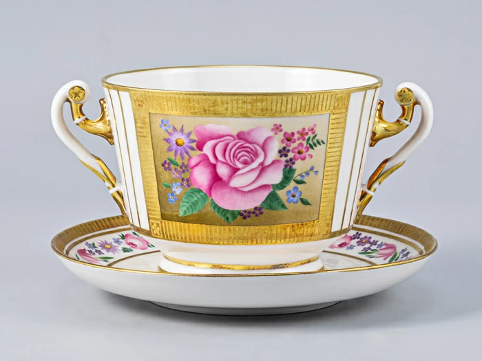 Чашка с блюдцем для бульона форма Александрия рисунок Воспоминание арт. 81.17424.00.1, 