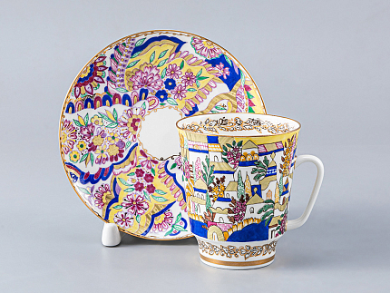 Чашка с блюдцем кофейная 165 мл.,  форма Майская,  рисунок Яркие узоры арт. 81.15350.00.1