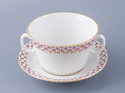 Чашка с блюдцем для бульона Молодежная Сетка-Блюз 2 арт. 81.26642.00.1