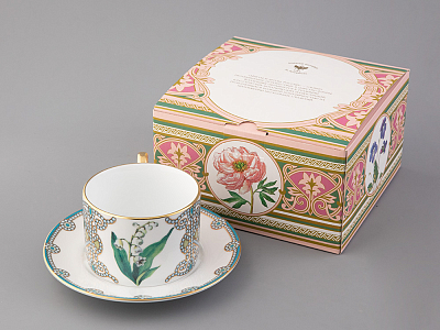 Чашка с блюдцем 250 мл в подарочной упаковке форма Соло, рисунок, Ландыш майский, арт. 81.32654.00.1