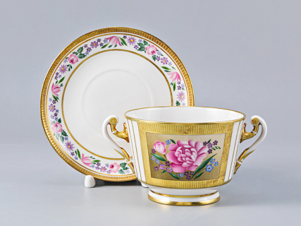 Чашка с блюдцем для бульона форма Александрия рисунок Воспоминание арт. 81.17424.00.1, 