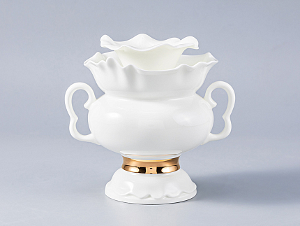 Сервиз чайный Белый цветок Золотая лента, 6 персон 14 предметов, арт. 81.18187.00.1