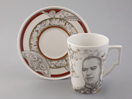 Бокал с блюдцем в подарочной упаковке, форма Гранд, рисунок Маршалы Победы Георгий Жуков, арт. 81.33243.00.1, 