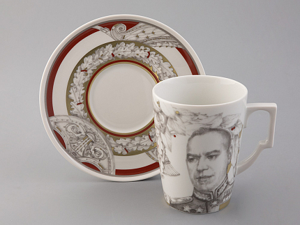 Бокал с блюдцем в подарочной упаковке, форма Гранд, рисунок Маршалы Победы Георгий Жуков, арт. 81.33243.00.1