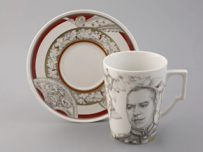 Бокал с блюдцем в подарочной упаковке, форма Гранд, рисунок Маршалы Победы Георгий Жуков, арт. 81.33243.00.1, 