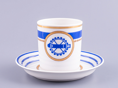 Чашка с блюдцем чайная 220 мл форма Гербовая рисунок Кают-компания № 2 арт. 81.24031.00.1