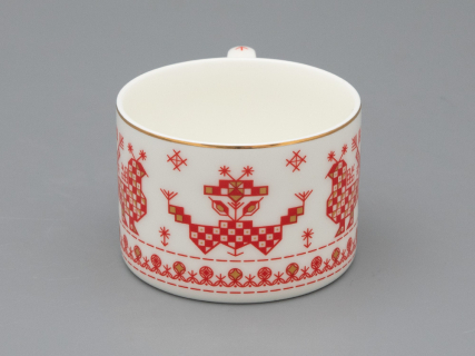 Чашка с блюдцем 250 мл форма Премиум рисунок Петушки-гребешки, арт 81.33558.00.1, 