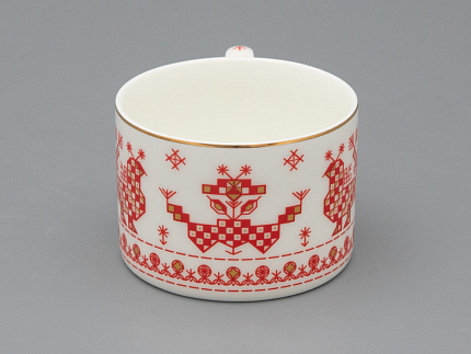 Чашка с блюдцем 250 мл форма Премиум рисунок Петушки-гребешки, арт 81.33558.00.1