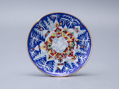 Чашка с блюдцем и с крышкой чайная форма Подарочная-2 рисунок Зимняя сказка 250 мл арт. 81.14563.00.1