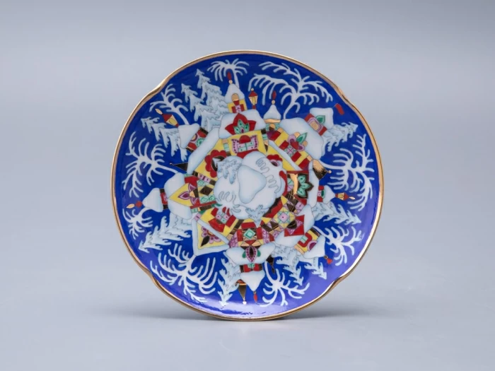 Чашка с блюдцем и с крышкой чайная форма Подарочная-2 рисунок Зимняя сказка 250 мл арт. 81.14563.00.1, 