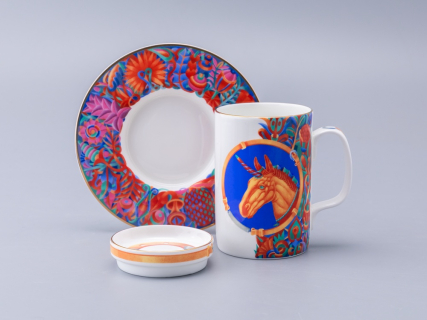 Бокал с блюдцем и крышкой 400мл в подарочной упаковке, форма Топ, рисунок Единорог, арт. 81.34424.00.1, 