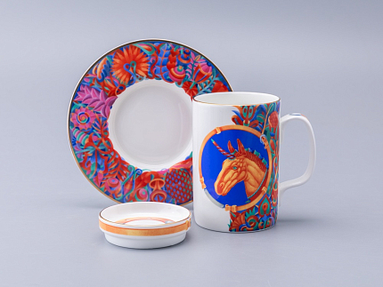 Бокал с блюдцем и крышкой 400мл в подарочной упаковке, форма Топ, рисунок Единорог, арт. 81.34424.00.1