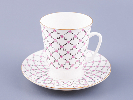 Чашка с блюдцем кофейная 165 мл.,  форма форма Майская,рисунок Розовая сетка арт. 81.13631.00.1