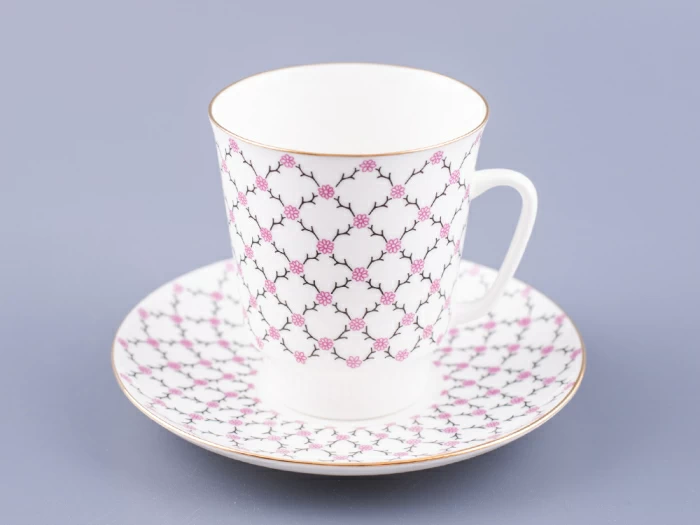 Чашка с блюдцем кофейная 165 мл.,  форма форма Майская,рисунок Розовая сетка арт. 81.13631.00.1, 