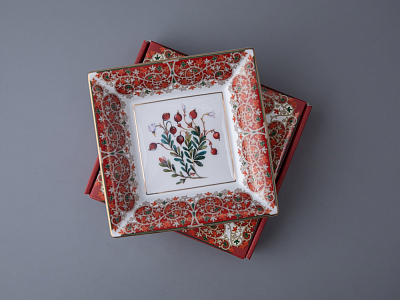 Подставка для мелочей в подарочной упаковке форма Квадратная рисунок Клюква заповедная, арт. 81.34283.00.1