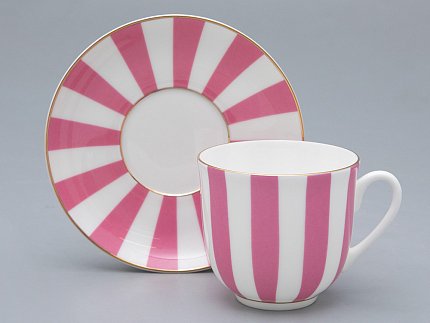 Чашка с блюдцем кофейная 180 мл., форма Ландыш, 2 рисунок Да и нет (розовый с отводкой) арт. 81.25355.00.5