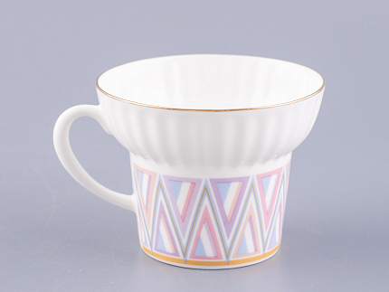 Чашка с блюдцем кофейная 155 мл.,  форма Волна, рисунок Геометрия 1 арт. 81.27007.00.1