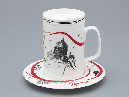 Подарочный набор Бокал с блюдцем и крышкой, форма Топ, рисунок Пророк, арт 81.34051.00.1