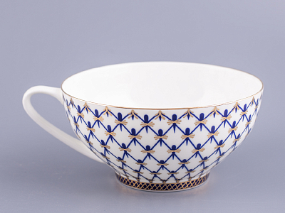 Чашка с блюдцем чайная 300 мл форма Купольная рисунок Кобальтовая сетка арт. 81.18456.00.1