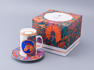 Бокал с блюдцем и крышкой 400мл в подарочной упаковке, форма Топ, рисунок Единорог, арт. 81.34424.00.1