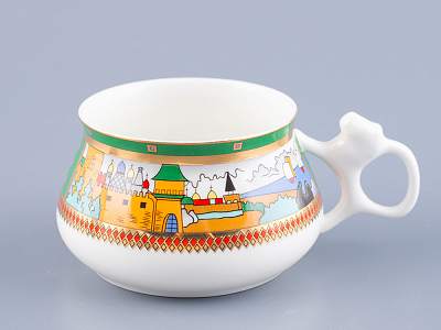 Чашка с блюдцем кофейная 180 мл.,  форма Билибина,  рисунок  Деревня на озере  арт. 81.15225.00.1