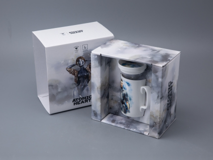 Бокал с блюдцем и крышкой 400мл в подарочной упаковке, форма Топ, рисунокAtomic Heart (Атомное Сердце) 1, арт 81.34448.00.1, 