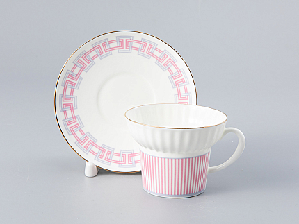 Чашка с блюдцем кофейная 155 мл.,  форма Волна, рисунок Геометрия 5 арт. 81.27011.00.1