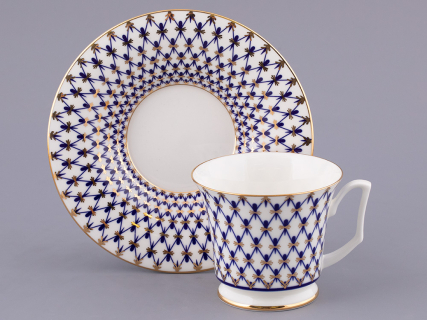 Чашка с блюдцем чайная форма Юлия рисунок Кобальтовая сетка арт. 81.26235.00.1, 