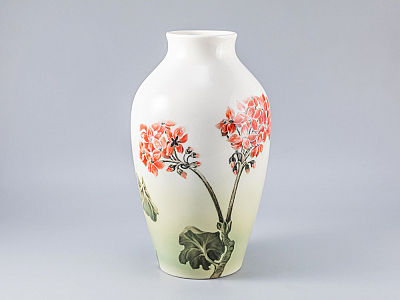 Ваза форма Ламповая рисунок Пеларгонии арт. 80.89228.00.1