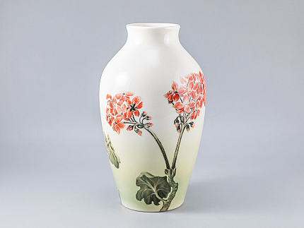 Ваза форма Ламповая рисунок Пеларгонии арт. 80.89228.00.1