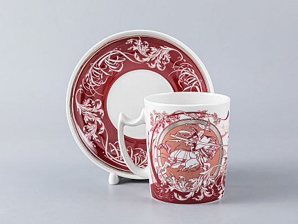 Подарочный набор (бокал/блюдце) форма Снежное утро рисунок Мужские истории. Рыцарь, арт. 81.28432.00.1