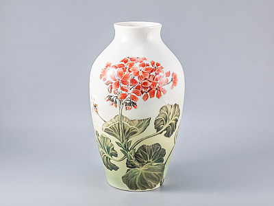 Ваза форма Ламповая рисунок Пеларгонии арт. 80.89228.00.1