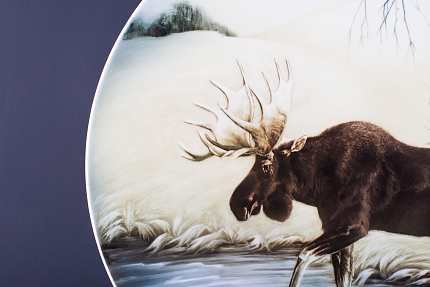 Блюдо декоративное 450 мм форма Круглая рисунок Царь леса. Лось арт. 80.88179.00.1