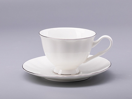 Чашка с блюдцем чайная форма Нега рисунок Платиновая лента арт. 81.31439.00.1