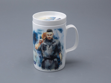 Бокал с блюдцем и крышкой 400мл в подарочной упаковке, форма Топ, рисунок Atomic Heart 1, арт 81.34448.00.1