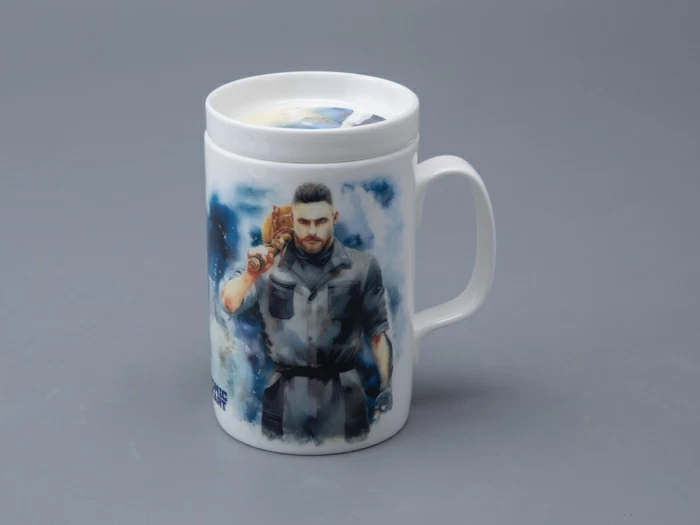 Бокал с блюдцем и крышкой 400мл в подарочной упаковке, форма Топ, рисунокAtomic Heart (Атомное Сердце) 1, арт 81.34448.00.1, 