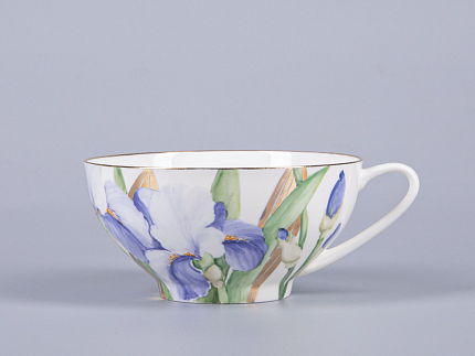 Чашка с блюдцем чайная 300 мл форма Купольная рисунок Ирисы №1 арт. 81.29656.00.1