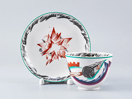 Чашка с блюдцем чайная форма Весенняя рисунок Серп, молот и шестерня, арт. 81.27947.00.1