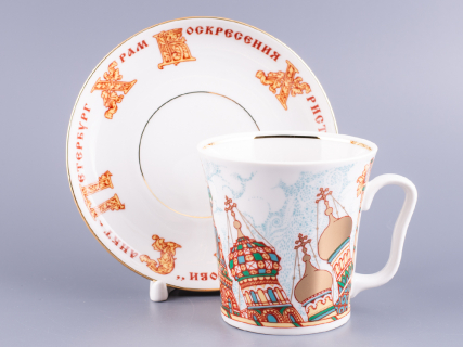 Бокал с блюдцем 360 мл форма Ленинградский рисунок Храм Спас-на-Крови арт. 81.15553.00.1, 