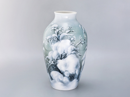 Ваза рисунок Зимнее утро, форма Ламповая, арт 80.05008.00.1, 