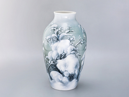 Ваза рисунок Зимнее утро, форма Ламповая, арт 80.05008.00.1