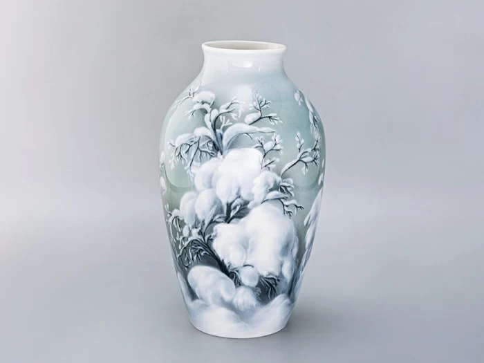 Ваза рисунок Зимнее утро, форма Ламповая, арт 80.05008.00.1, 