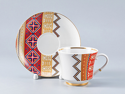 Сервиз чайный форма Банкетная рисунок Русский стиль, 6 персон 14 предметов, арт. 81.28339.00.1