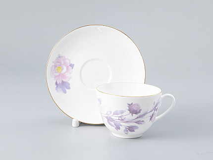 Чашка с блюдцем форма Весенняя-2 рисунок Нежный пион (сиреневый), арт. 81.28781.00.1